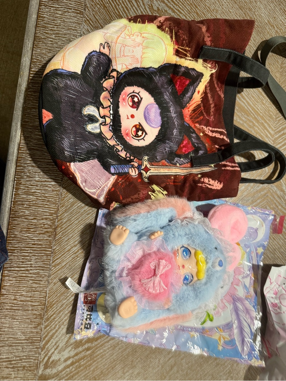 Baby three Tote bag and Kebidou Creamy Little Toy plush  keychain .